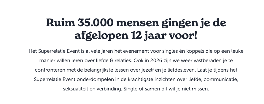 12.000 ervaringen met superrelatie event<br />
